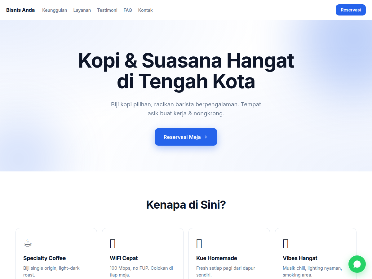 Landing WA · cafe · clean