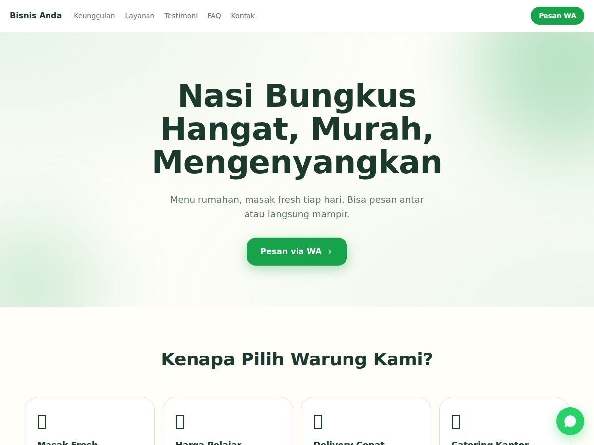 Landing WA · warung · flow