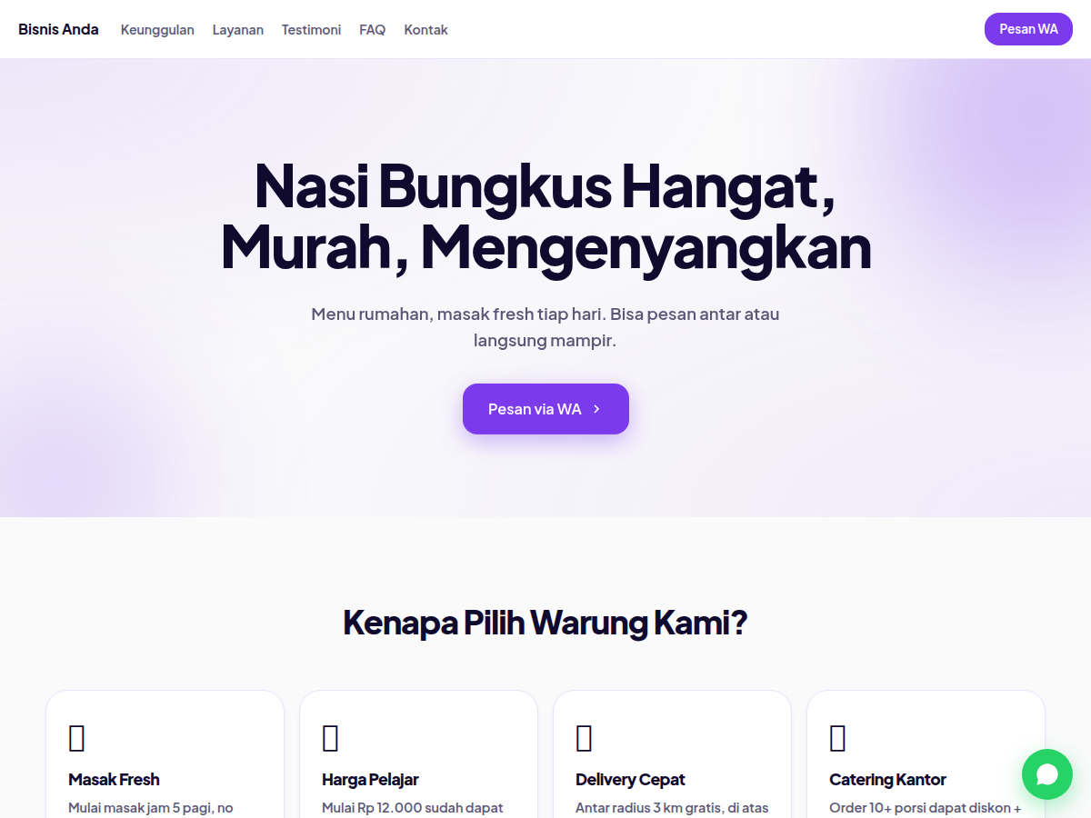 Landing WA · warung · nova