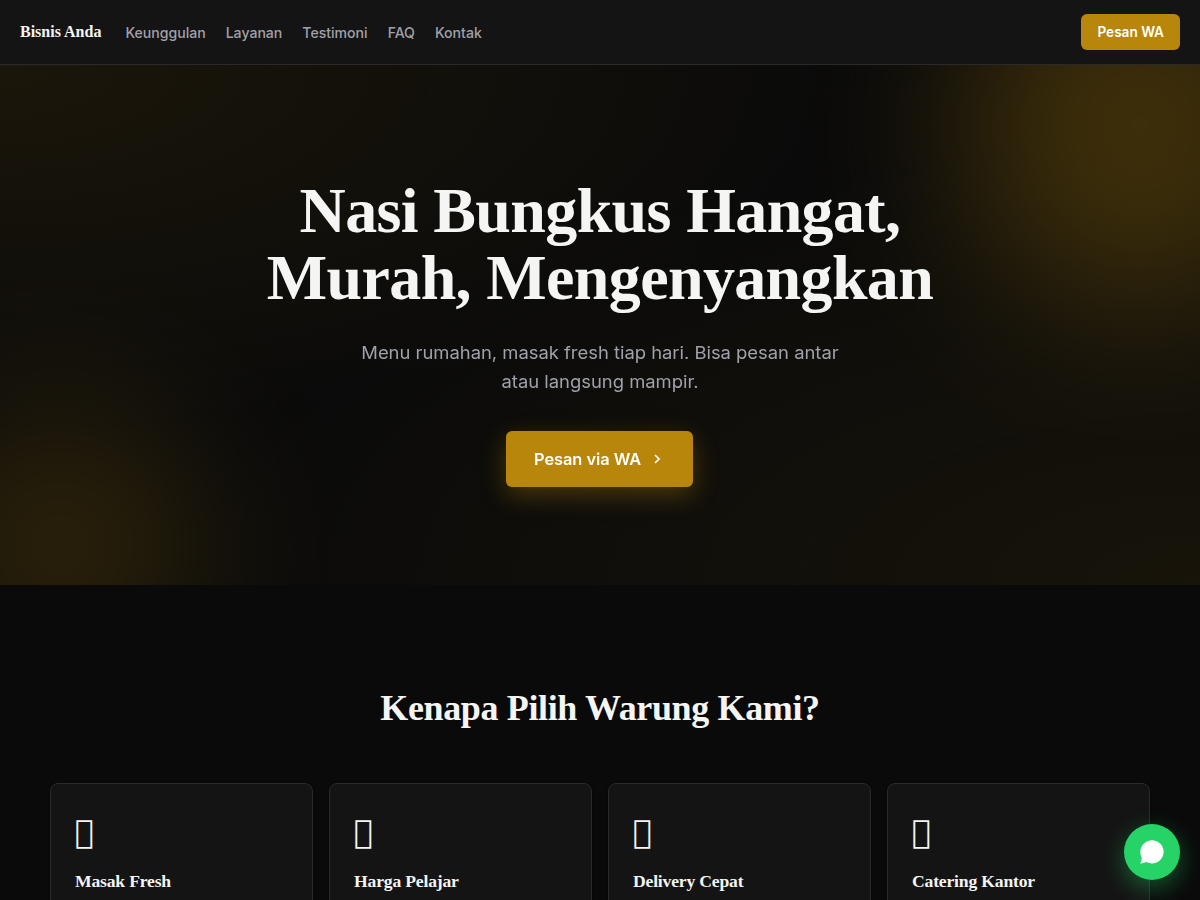 Landing WA · warung · prime