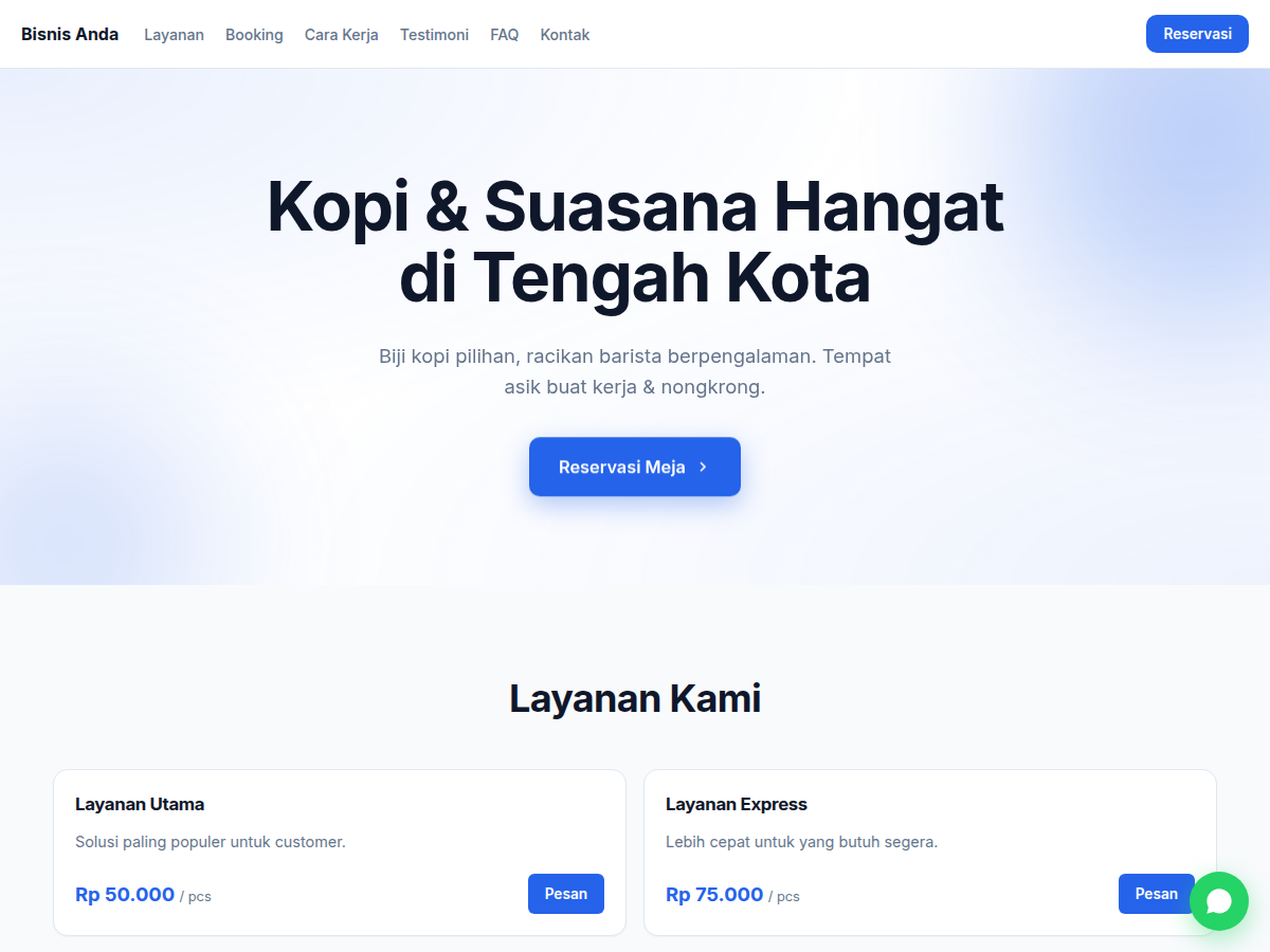 Service Booking · cafe · clean