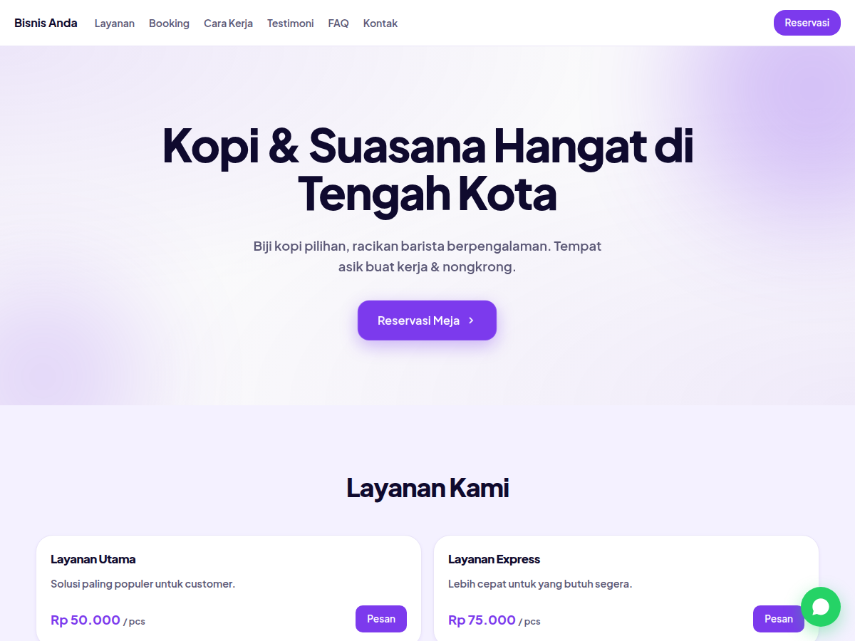 Service Booking · cafe · nova