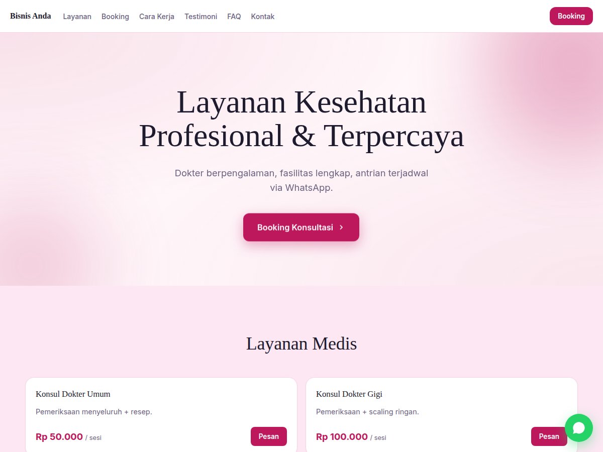 Service Booking · klinik · aura