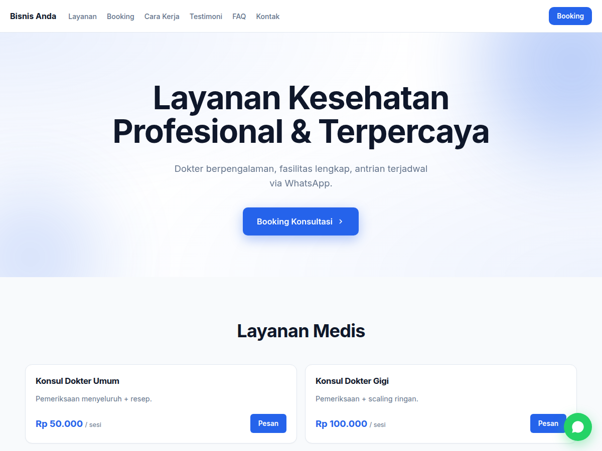 Service Booking · klinik · clean