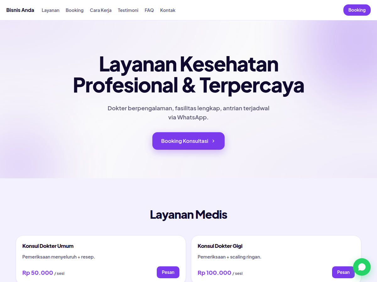 Service Booking · klinik · nova