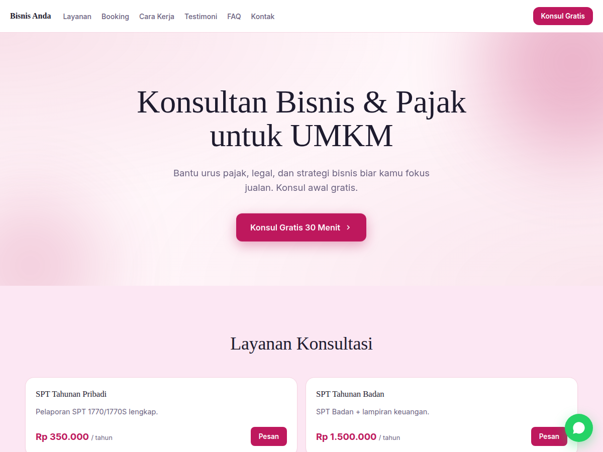 Service Booking · konsultan · aura