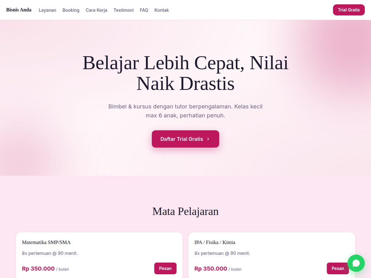 Service Booking · kursus · aura