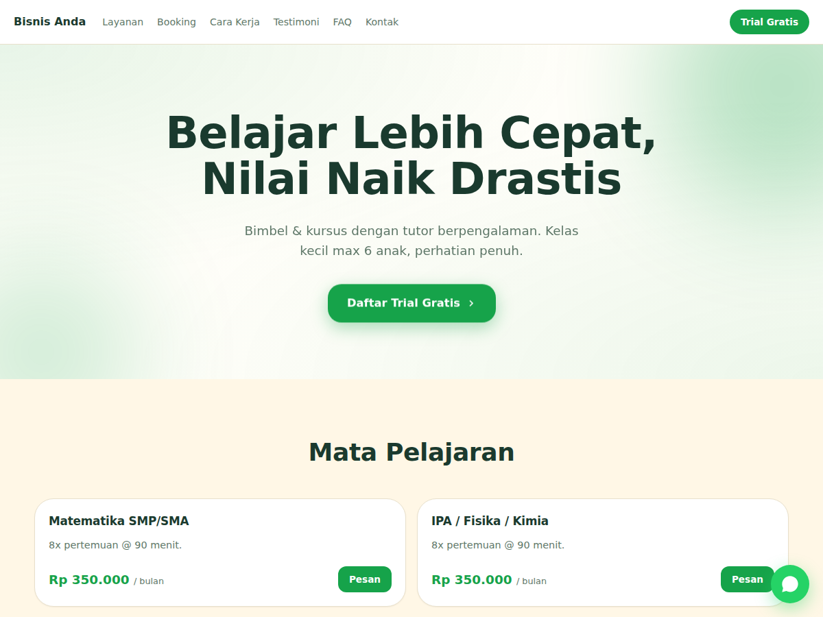 Service Booking · kursus · flow