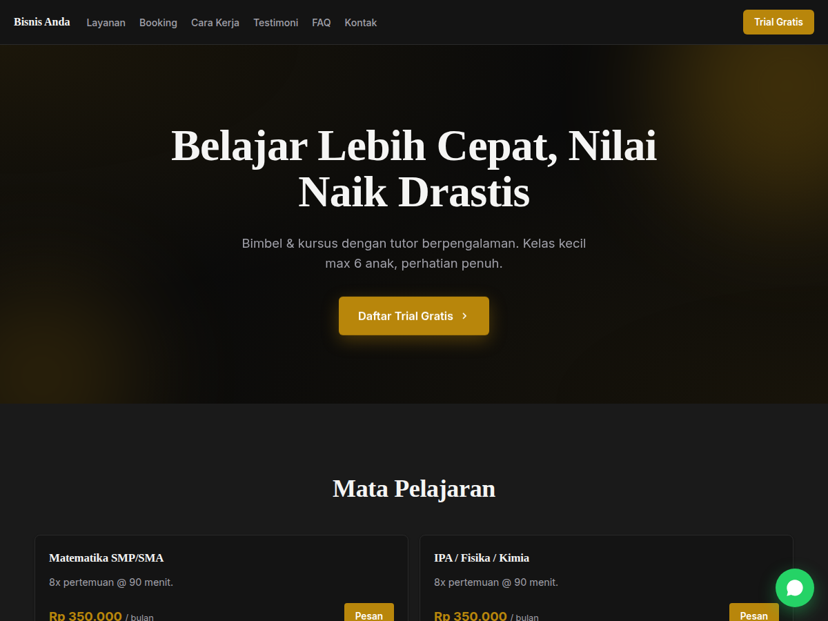 Service Booking · kursus · prime