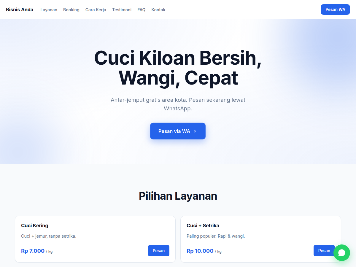 Service Booking · laundry · clean