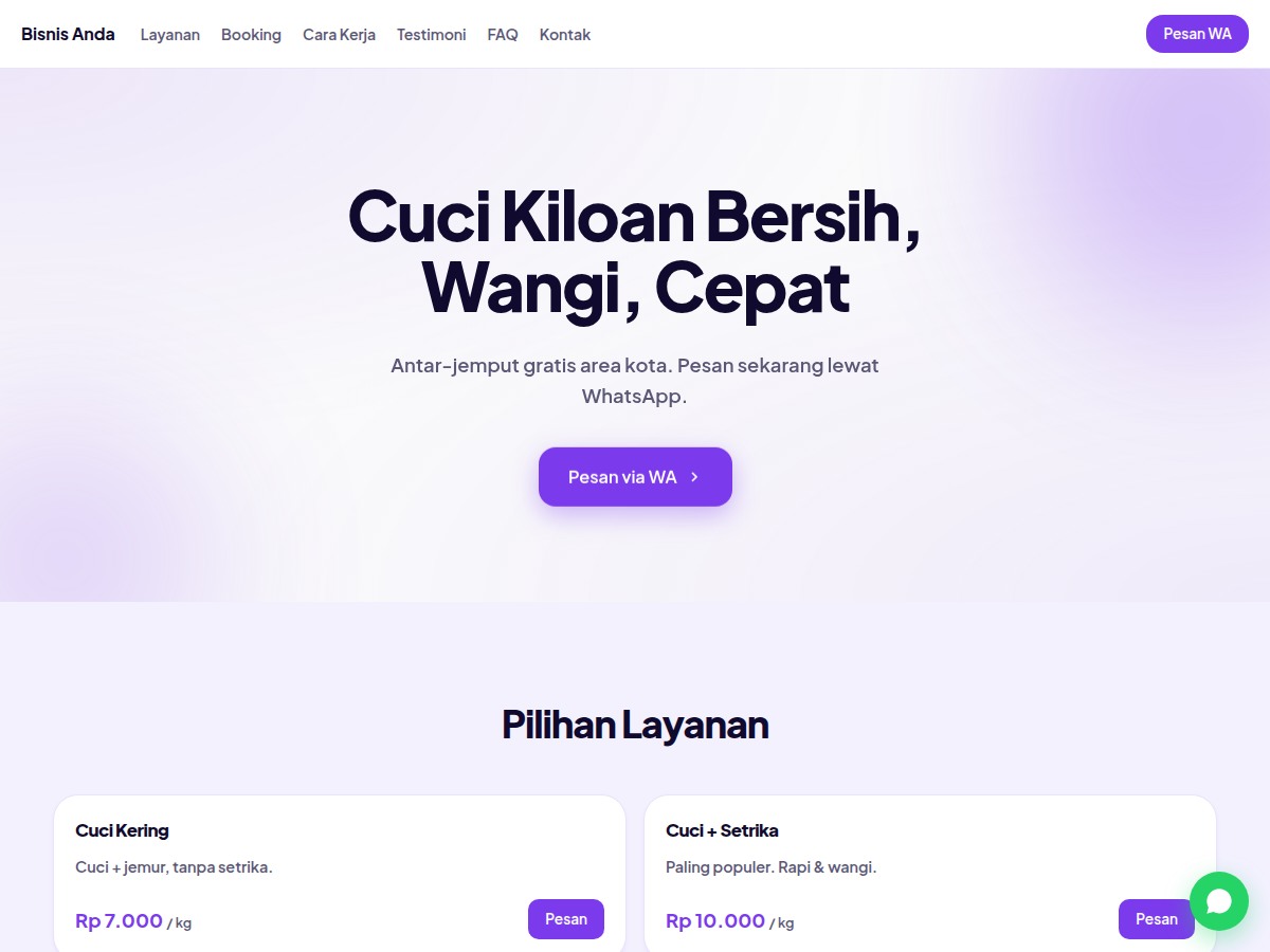 Service Booking · laundry · nova