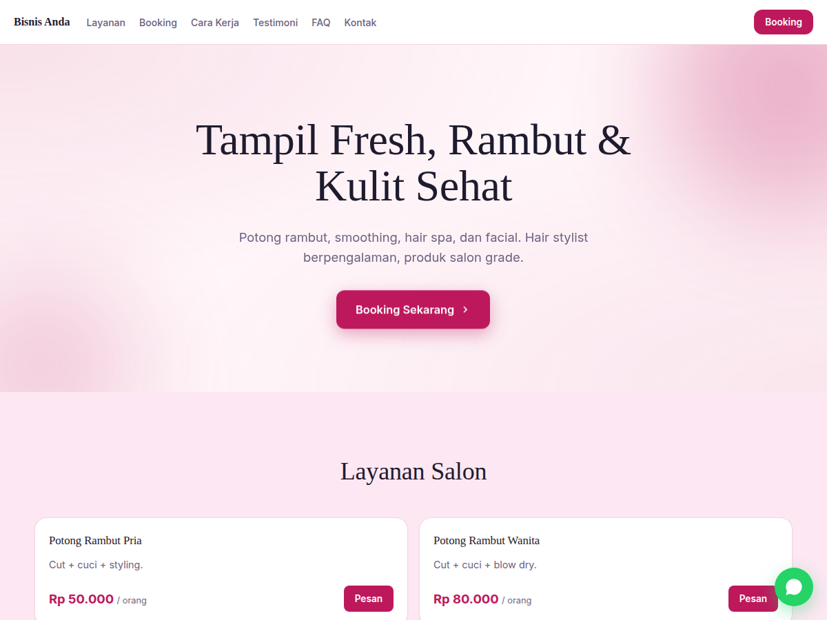 Service Booking · salon · aura