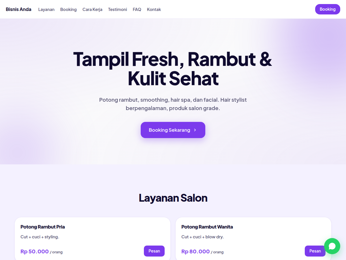 Service Booking · salon · nova