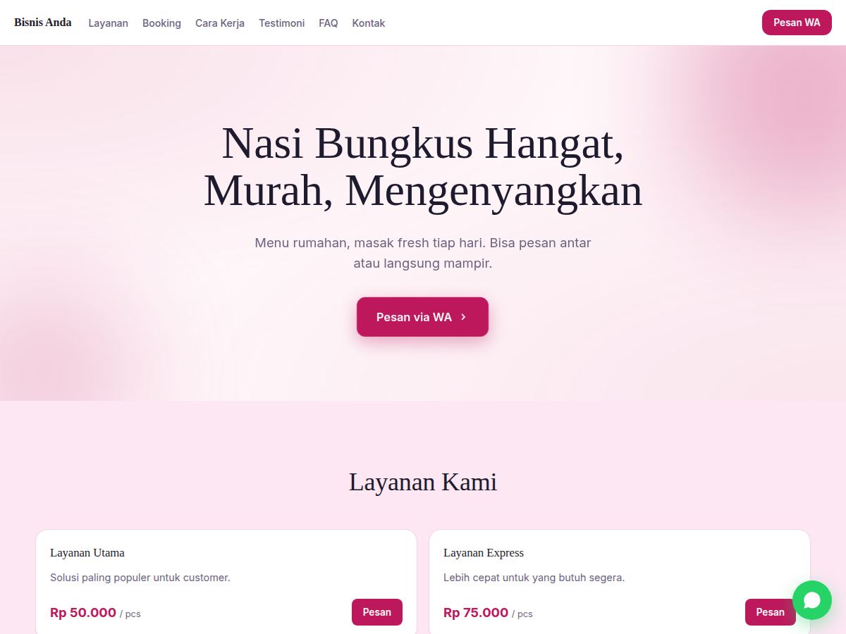 Service Booking · warung · aura